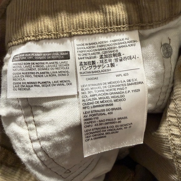 Levis 502 Corduroy Pants Mens 38x32 Beige Relaxed Straight Leg Jeans White Tab - Picture 12 of 16